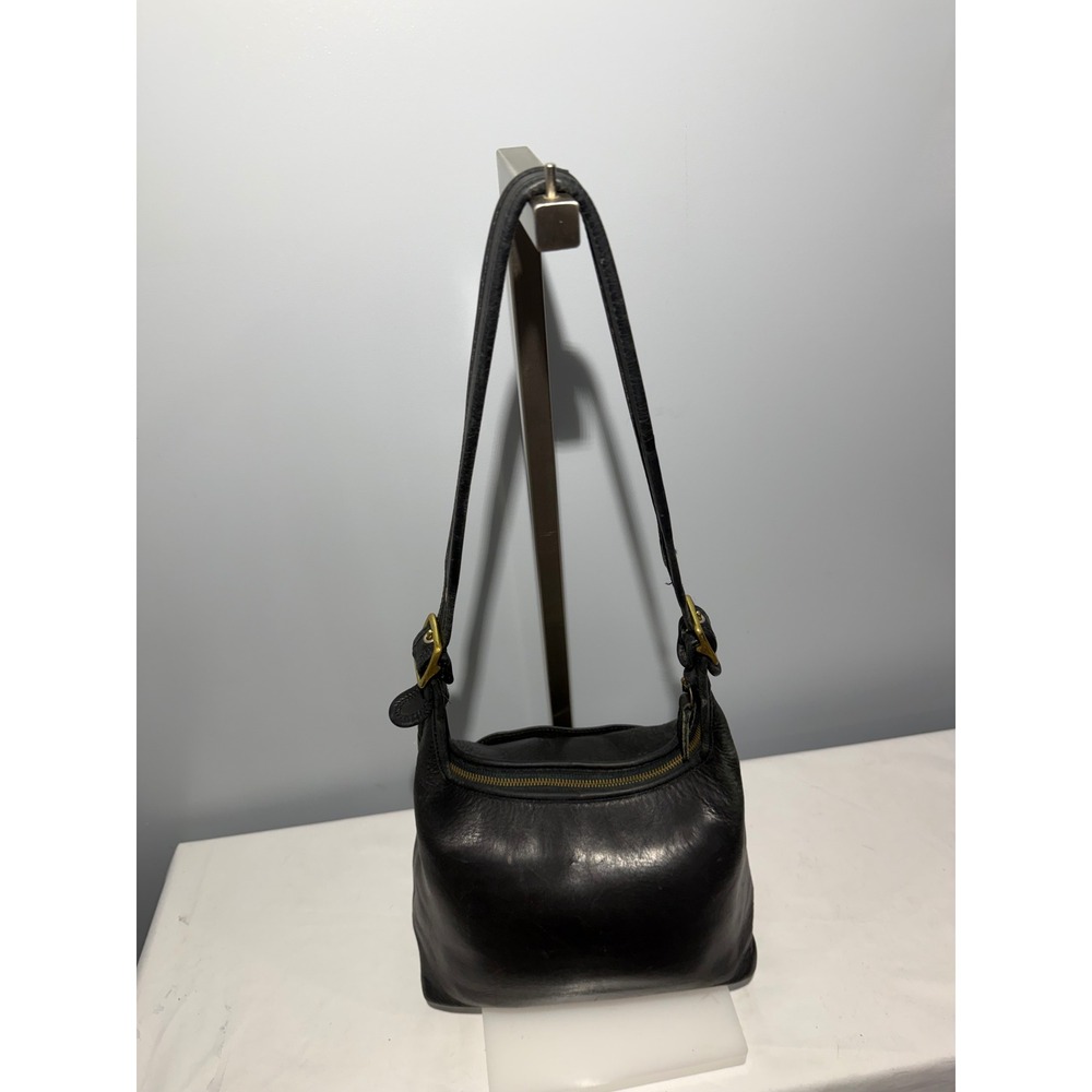Vintage Coach Ergo Black Leather Hobo Shoulder Bag 9058 USA Made Brass Hardware